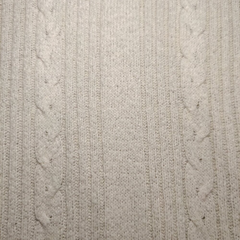 American Eagle Thermal Cable Knit Cream/White Sweater Medium - Picture 4 of 5
